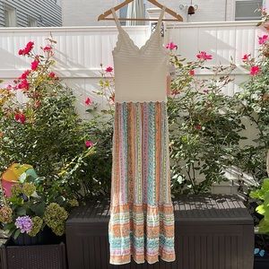 Black Tape_ Women's Mixed Materials Sleeveless Maxi Dress - Small